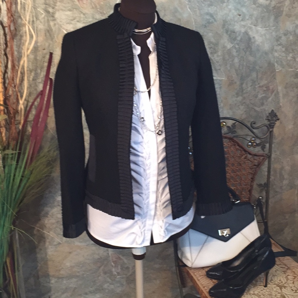 J crew 🌹suit jacket coat Blazer gathered ribbon ruffle accent preppy classic